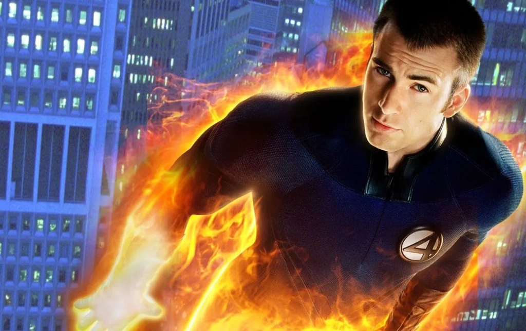 Chris Evans jako Human Torch w filmie Fantastyczna Czwórka 