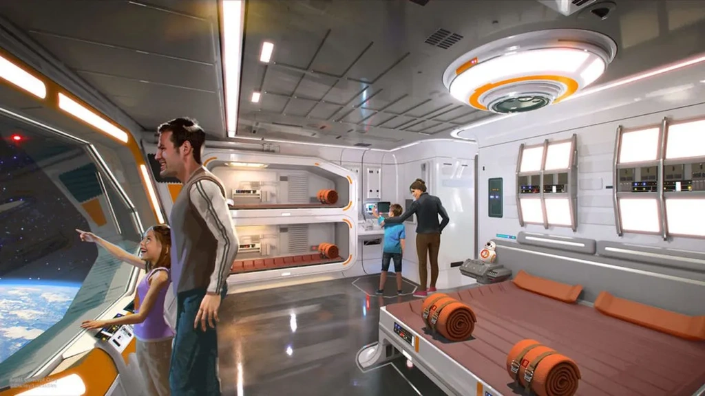 Projekt pokoju hotelowego w Star Wars: Galaxy's Edge, grafika: Disney/Lucasfilm