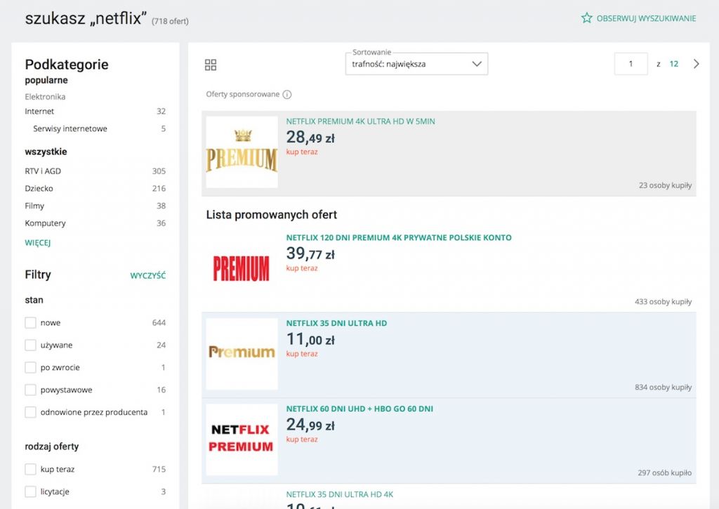 allegro konto netflix premium tanio 