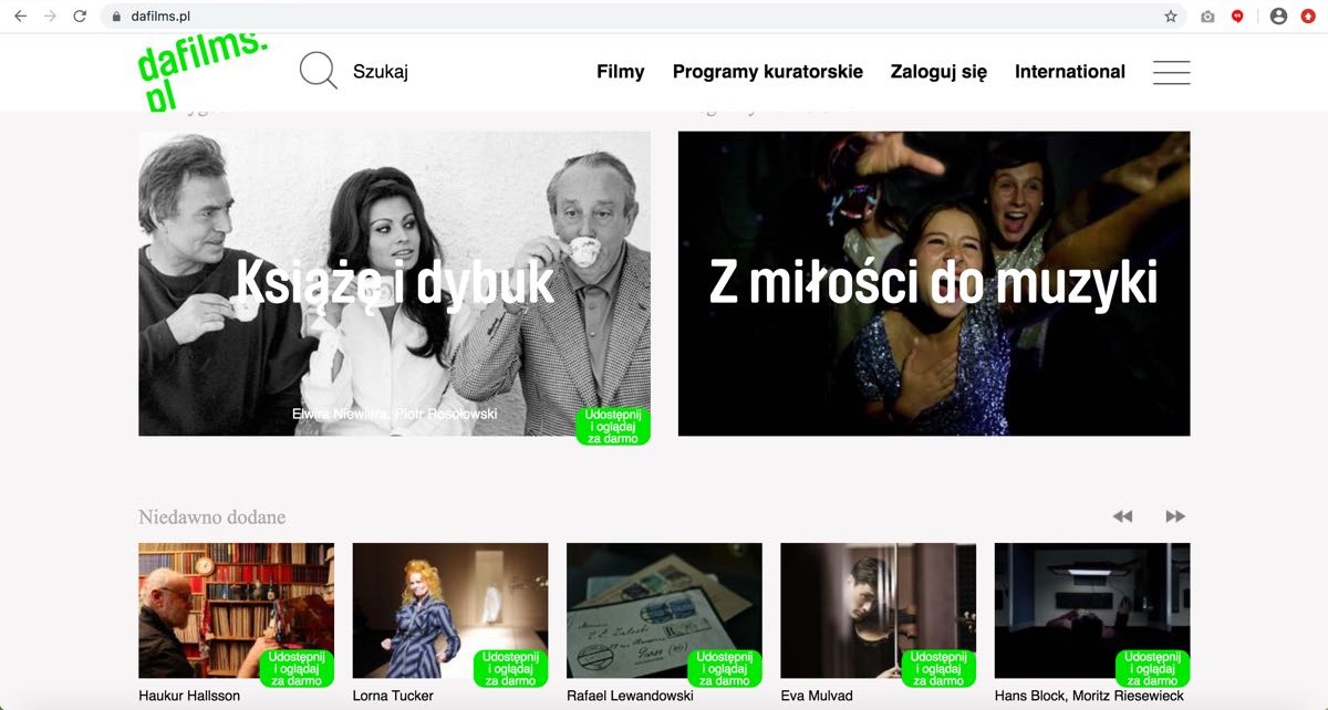 DAFilms - strona główna serwisu VOD