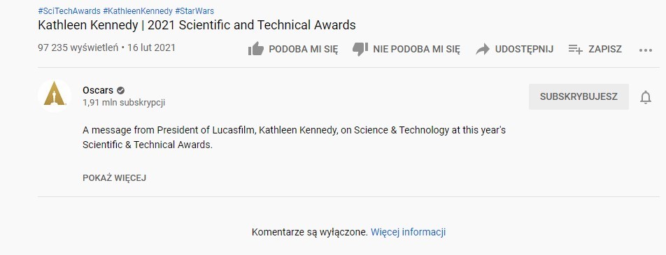 Kathleen Kennedy YouTube komentarze wylaczone class="wp-image-494068" 