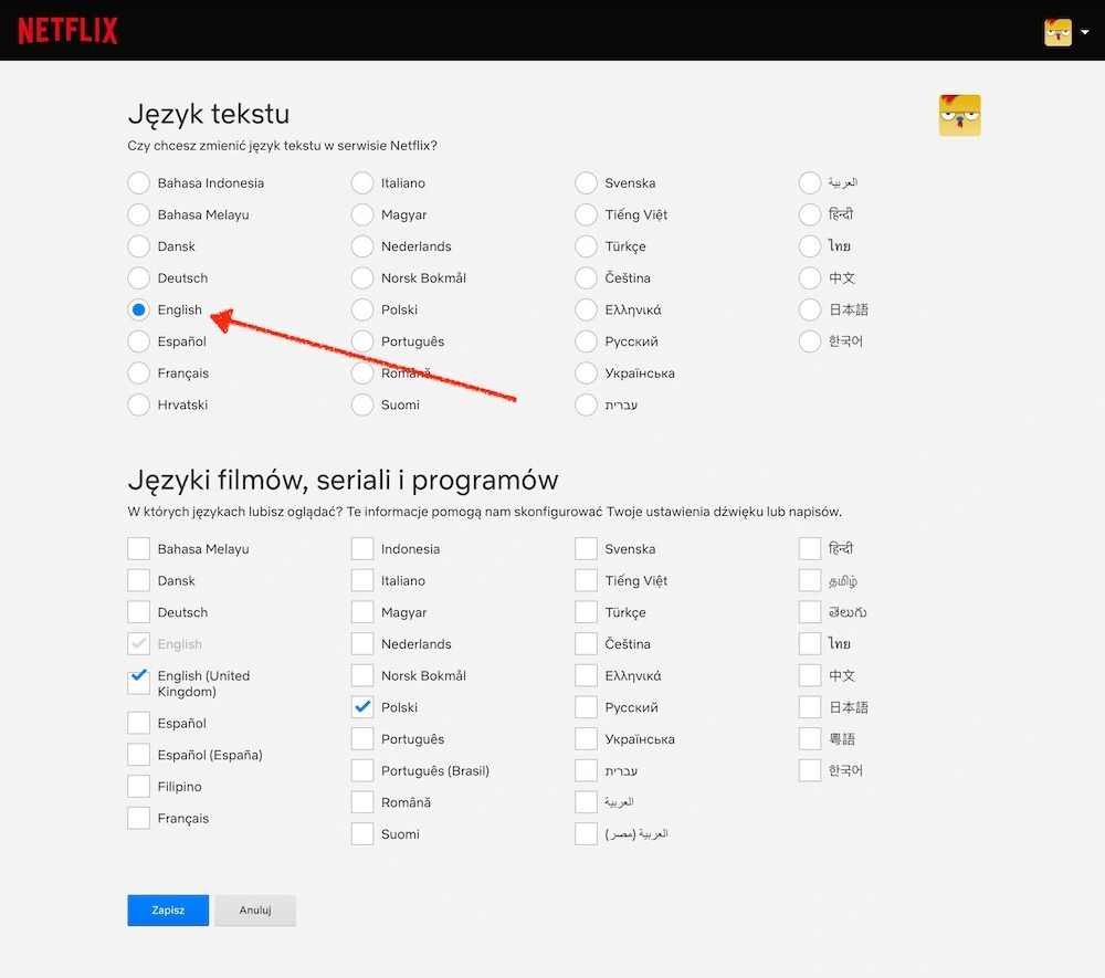 vod 1 netflix zmiana jezyka odcinki przed premiera 