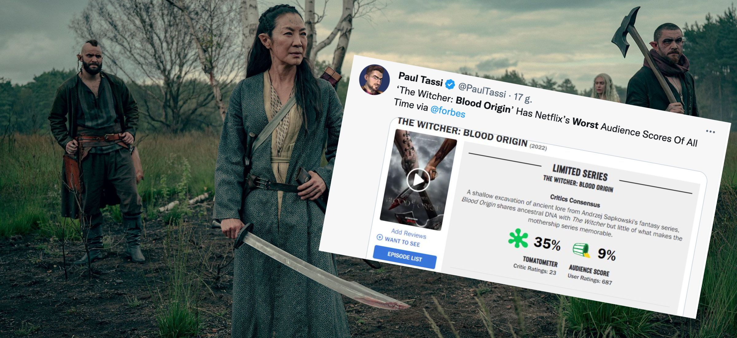 wiedźmin rodowód krwi netflix najgorzej oceniany serial opinie recenzje