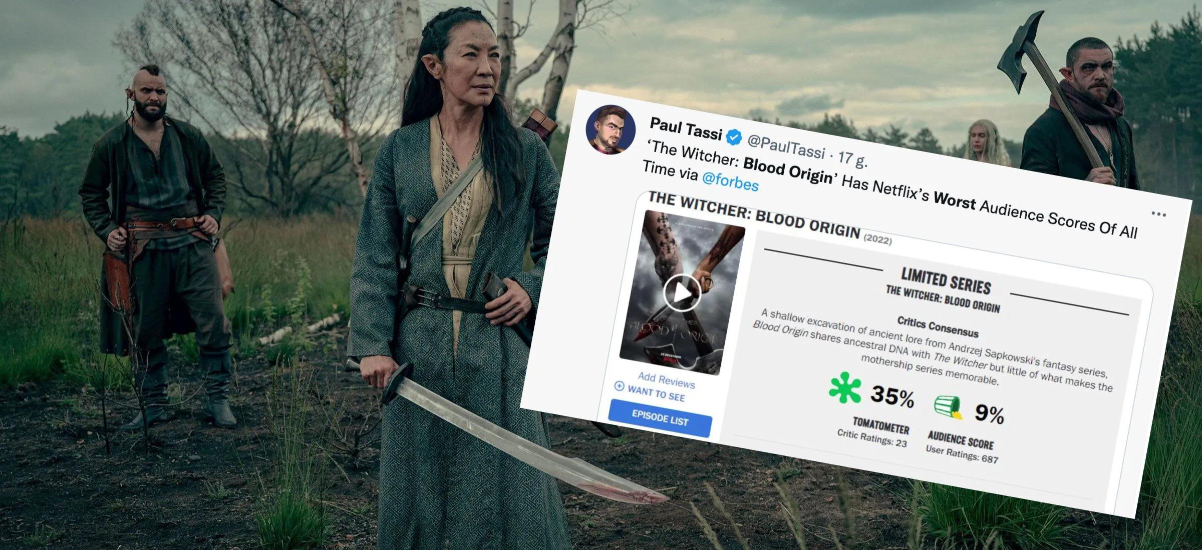 wiedźmin rodowód krwi netflix najgorzej oceniany serial opinie recenzje