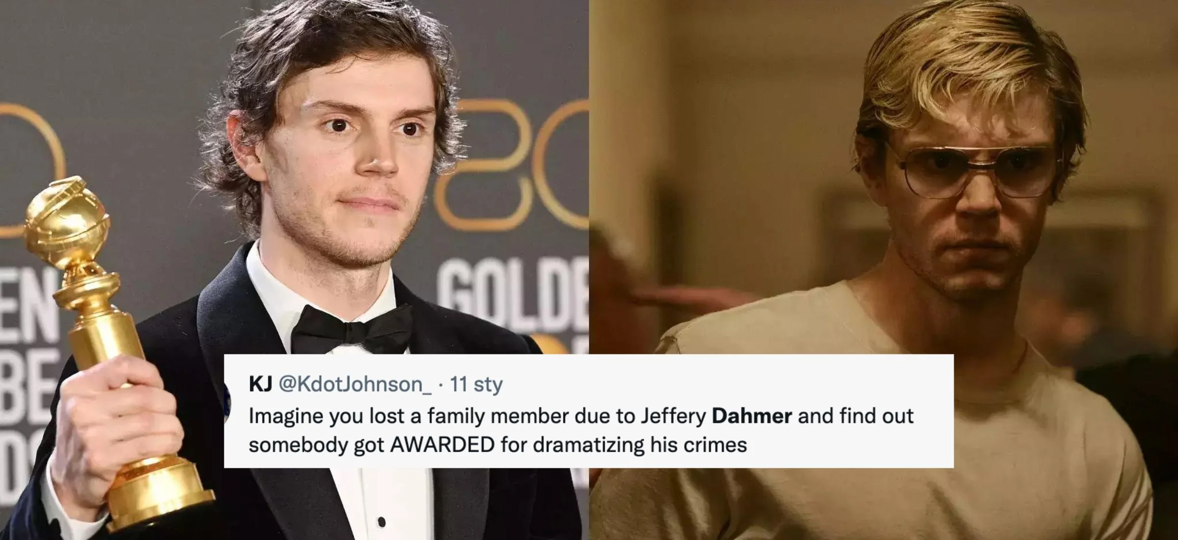 evan peters dahmer zlote globy 2023 krytyka matka ofiary