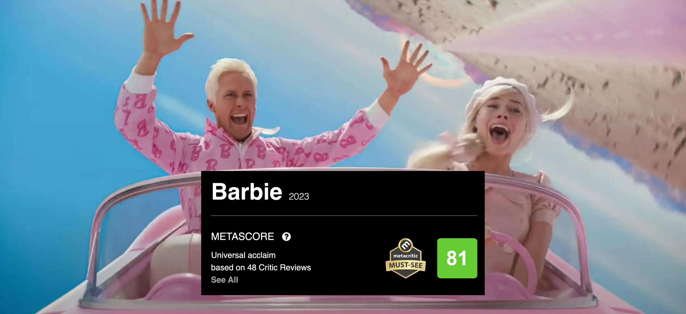 barbie recenzje opinie metacritic rotten tomatoes film 2023