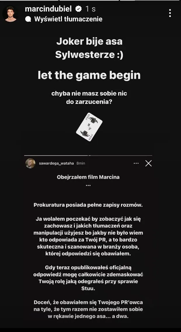 marcin dubiel pr oświadczenie odpowiedź youtube wardęga pandora gate stuu