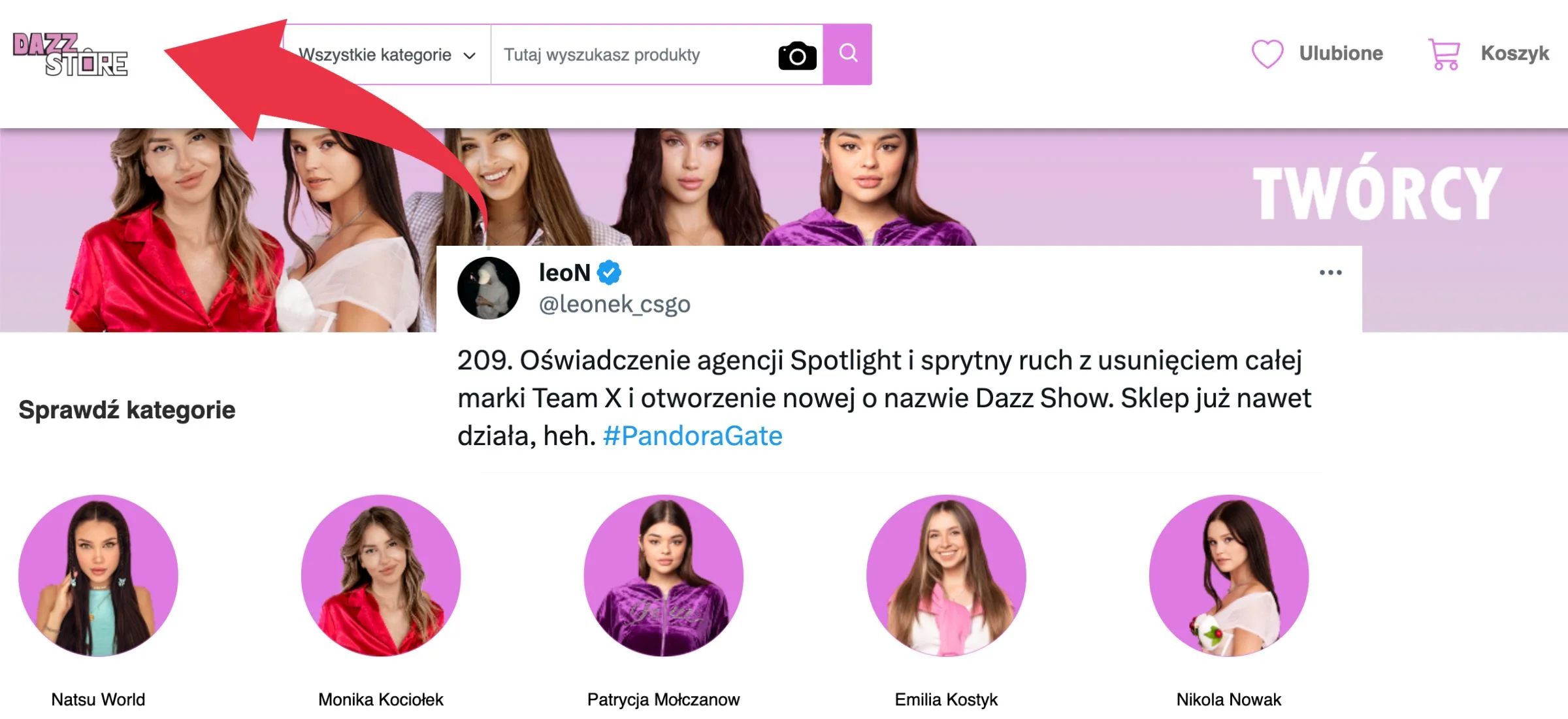 team x dazzshow spotlight agencja stuu dazz store pandora gate