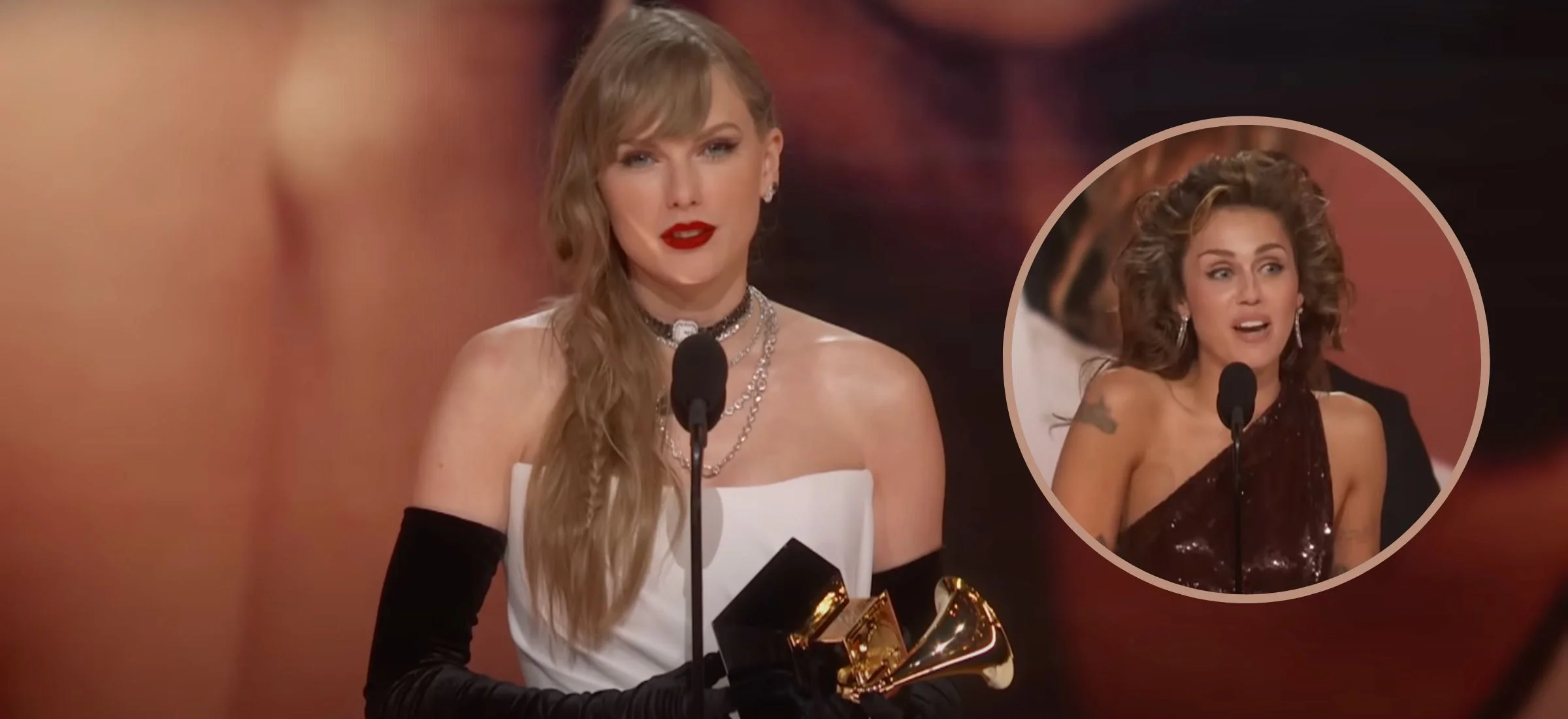 grammy 2024 taylor swift miley cyrus