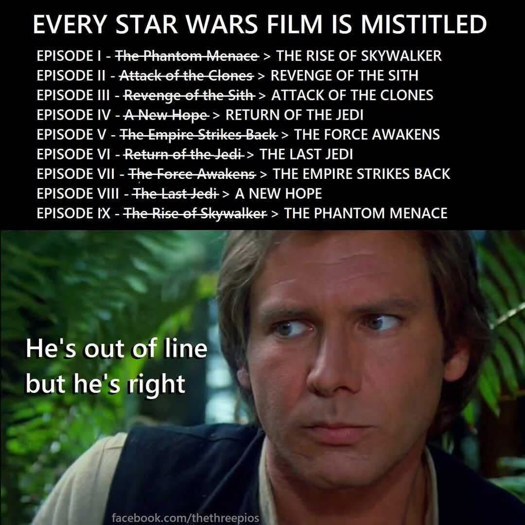 every star wars film is mistitled meme 