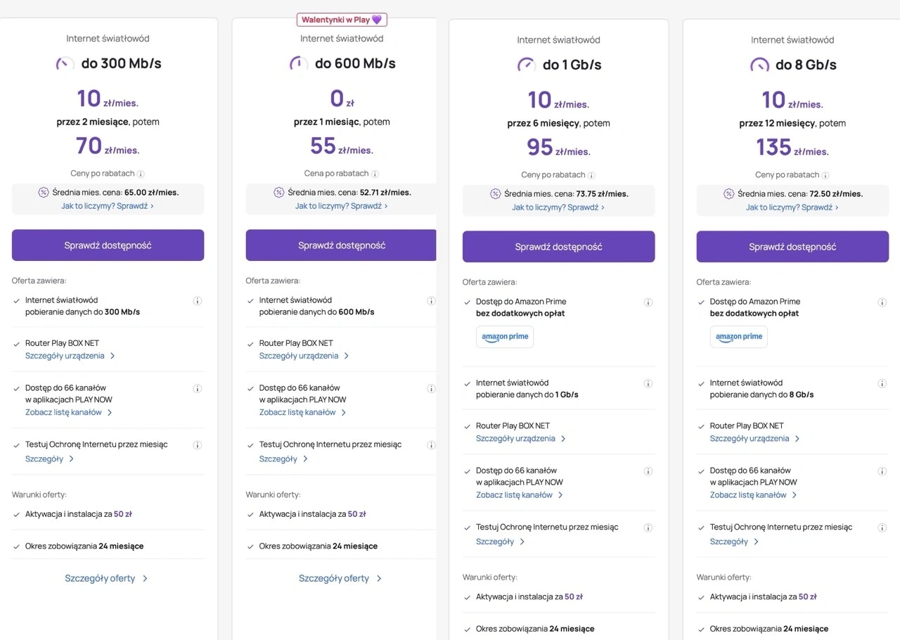 Światłowód dla graczy tani Play 