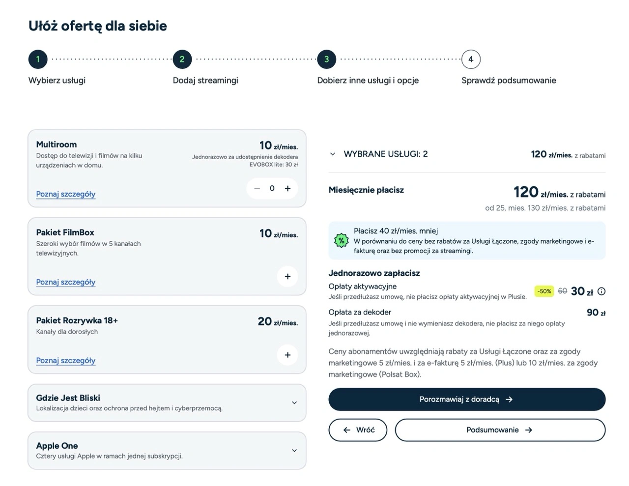 Internet światłowodowy + telewizja - pakiety dodatkowe